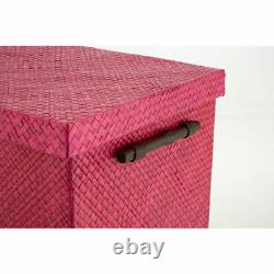 Set of 5 Premier Pink Pandanus Wood Boxes Lids Home Storage 100% Bamboo Handles