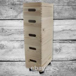 Set of 5 Small Wooden Stackable Storage Boxes 30 X 20 X 71 cm Decorative Pine