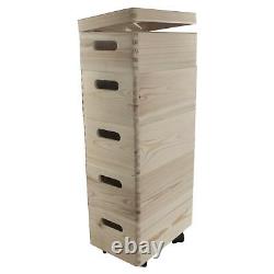 Set of 5 Small Wooden Stackable Storage Boxes 30 X 20 X 71 cm Decorative Pine