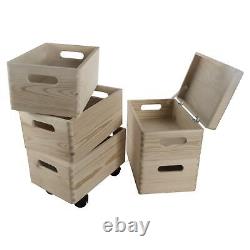 Set of 5 Small Wooden Stackable Storage Boxes 30 X 20 X 71 cm Decorative Pine