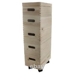 Set of 5 Small Wooden Stackable Storage Boxes 30 X 20 X 71 cm Decorative Pine