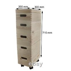 Set of 5 Small Wooden Stackable Storage Boxes 30 X 20 X 71 cm Decorative Pine