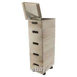 Set of 5 Small Wooden Stackable Storage Boxes 30 X 20 X 71 cm Decorative Pine