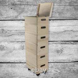 Set of 6 Small Wooden Stackable Storage Boxes 30 X 20 X 84 cm Decorative Pine
