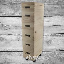 Set of 6 Small Wooden Stackable Storage Boxes 30 X 20 X 84 cm Decorative Pine