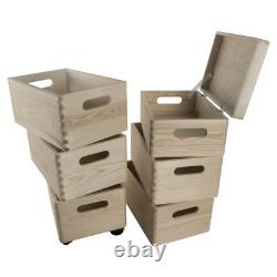 Set of 6 Small Wooden Stackable Storage Boxes 30 X 20 X 84 cm Decorative Pine