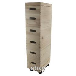 Set of 6 Small Wooden Stackable Storage Boxes 30 X 20 X 84 cm Decorative Pine