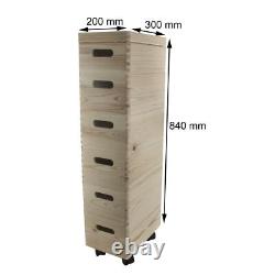 Set of 6 Small Wooden Stackable Storage Boxes 30 X 20 X 84 cm Decorative Pine