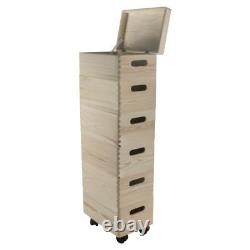 Set of 6 Small Wooden Stackable Storage Boxes 30 X 20 X 84 cm Decorative Pine
