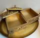 Set Of Golden Colour Wooden 2 Trays And 2 Boxes Preowned