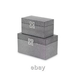 Set of Two Gray Wooden Boxes
