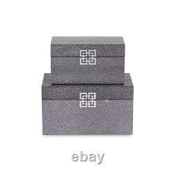 Set of Two Gray Wooden Boxes