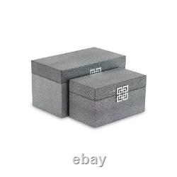Set of Two Gray Wooden Boxes