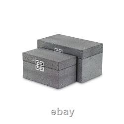 Set of Two Gray Wooden Boxes