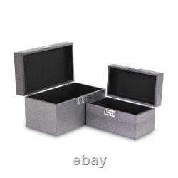 Set of Two Gray Wooden Boxes
