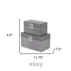 Set of Two Gray Wooden Boxes