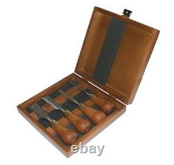 Set of butt chisels in wooden box