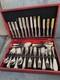 Set Of Cutlery In Vintage Wooden Canteen Box, George Butler 18-10 Stainless