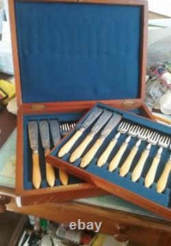 Silverplate set of cutlery 12 in wooden box by Collis & co regent st London