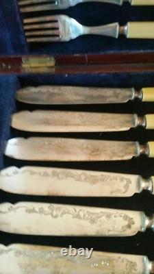 Silverplate set of cutlery 12 in wooden box by Collis & co regent st London