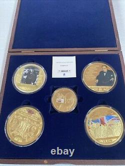 Sir Winston Churchill 5x Coin Set Complete Windsor Mint with COA Wooden Box