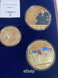 Sir Winston Churchill 5x Coin Set Complete Windsor Mint with COA Wooden Box