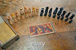 Small Antique Regency St George Chess Set Complete Very Good Condition & Boxed