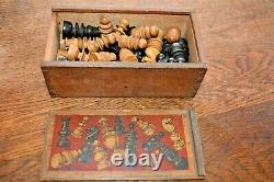 Small Antique Regency St George Chess Set Complete Very Good Condition & Boxed