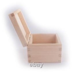 Small Square Pine Hinged Wooden Box / Trinket Keepsake Memory Decorative Craft