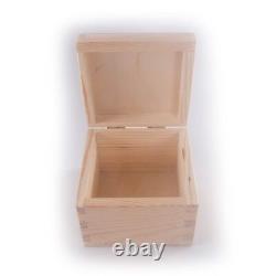 Small Square Pine Hinged Wooden Box / Trinket Keepsake Memory Decorative Craft