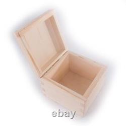 Small Square Pine Hinged Wooden Box / Trinket Keepsake Memory Decorative Craft