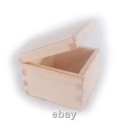 Small Square Pine Hinged Wooden Box / Trinket Keepsake Memory Decorative Craft