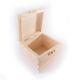 Small Square Pine Hinged Wooden Box With Lid & Clasp / Trinket Keepsake Memory