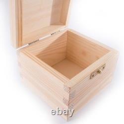 Small Square Pine Hinged Wooden Box With Lid & Clasp / Trinket Keepsake Memory