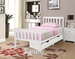 Solid Pine Wood Bed Frame All Sizes Shaker Style Wooden Bed Frame with Drawers