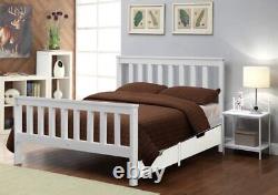 Solid Pine Wood Bed Frame All Sizes Shaker Style Wooden Bed Frame with Drawers