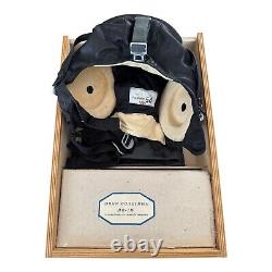 Soviet USSR Russian Aviator Gift Set Leather Helmet Gloves Goggles Wooden Box