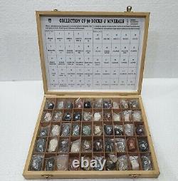 Specimens Polished Showcase Wooden Box Set of 25 Rocks & 25 Minerals Collection