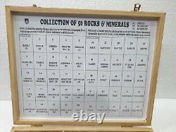 Specimens Polished Showcase Wooden Box Set of 25 Rocks & 25 Minerals Collection