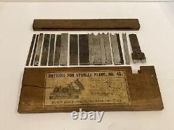 Stanley Number No 45 antique cutter set with original two piece wooden box 17