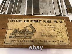 Stanley Number No 45 antique cutter set with original two piece wooden box 17