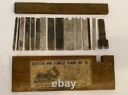 Stanley Number No 45 antique cutter set with original two piece wooden box 17