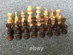 Staunton Style Wooden Chess Set Vintage Weighted King 9.5 CM Complete With Box