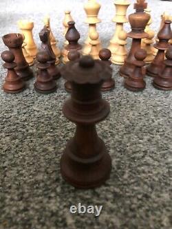 Staunton Style Wooden Chess Set Vintage Weighted King 9.5 CM Complete With Box