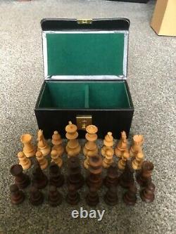 Staunton Style Wooden Chess Set Vintage Weighted King 9.5 CM Complete With Box