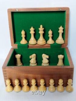 Staunton Style Wooden Weighted Luxury Chess Set 3? King Box +2 Extra Queens