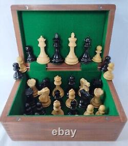 Staunton Style Wooden Weighted Luxury Chess Set 3? King Box +2 Extra Queens