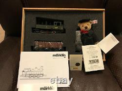 Steiff Bear-Marklin #94343 Limited Edition Train Set, wooden Box with COA. RARE