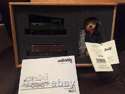 Steiff Bear-Marklin #94343 Limited Edition Train Set, wooden Box with COA. RARE