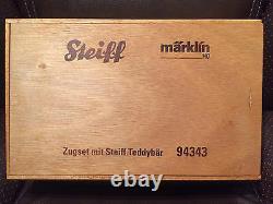 Steiff Bear-Marklin #94343 Limited Edition Train Set, wooden Box with COA. RARE